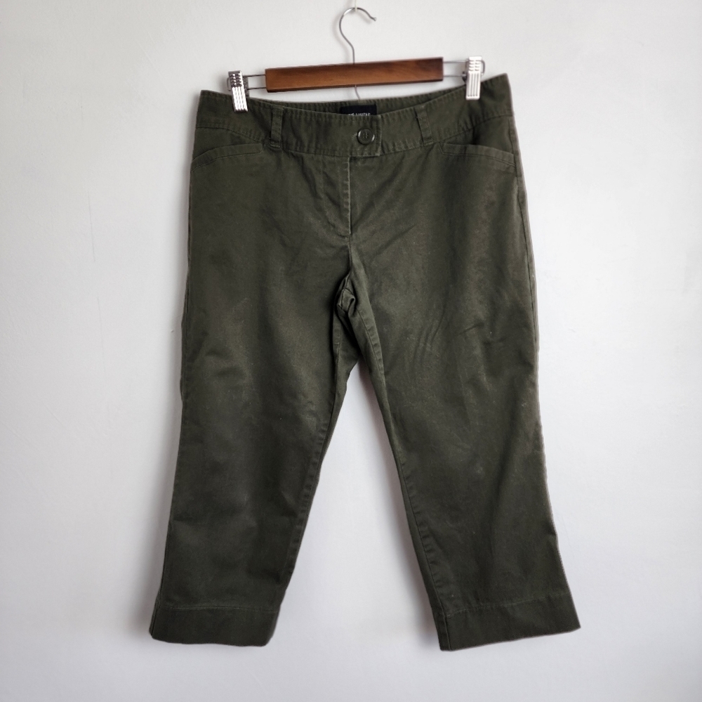 The Limited Drew Fit Olive Green Flat Front Women's Capri Pants  Size 10